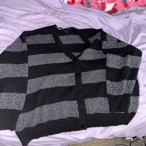 Torrid Black and Gray Striped Cardigan